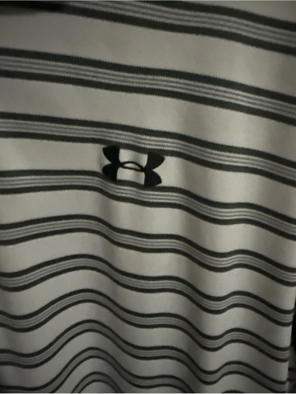 Under Armour Men's White Polo with Gray Stripes
